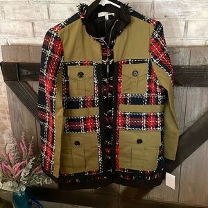🎪🎪🎪BOGOHO 🎪🎪🎪WD-NY 4 Pocket Plaid/Army Green Zipper Jacket